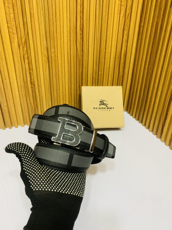 BURBERRY SILVER GREY PREMIUM QUALITY AUTOMATIC LOCK BELT
