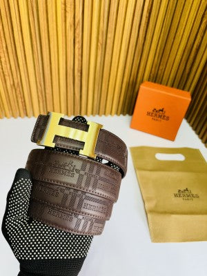 HERMESS GOLDEN BROWN PRINTED PREMIUM QUALITY BELT