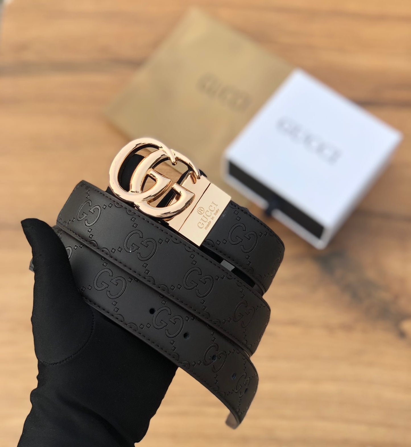 GUCCII PRINTED Gold AND BLACK PREMIUM QUALITY BELT