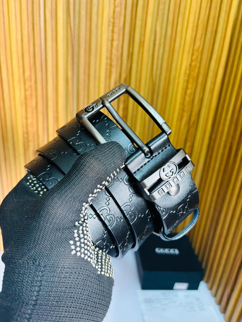 GUCC I PRINTED BLACK PREMIUM QUALITY BELT