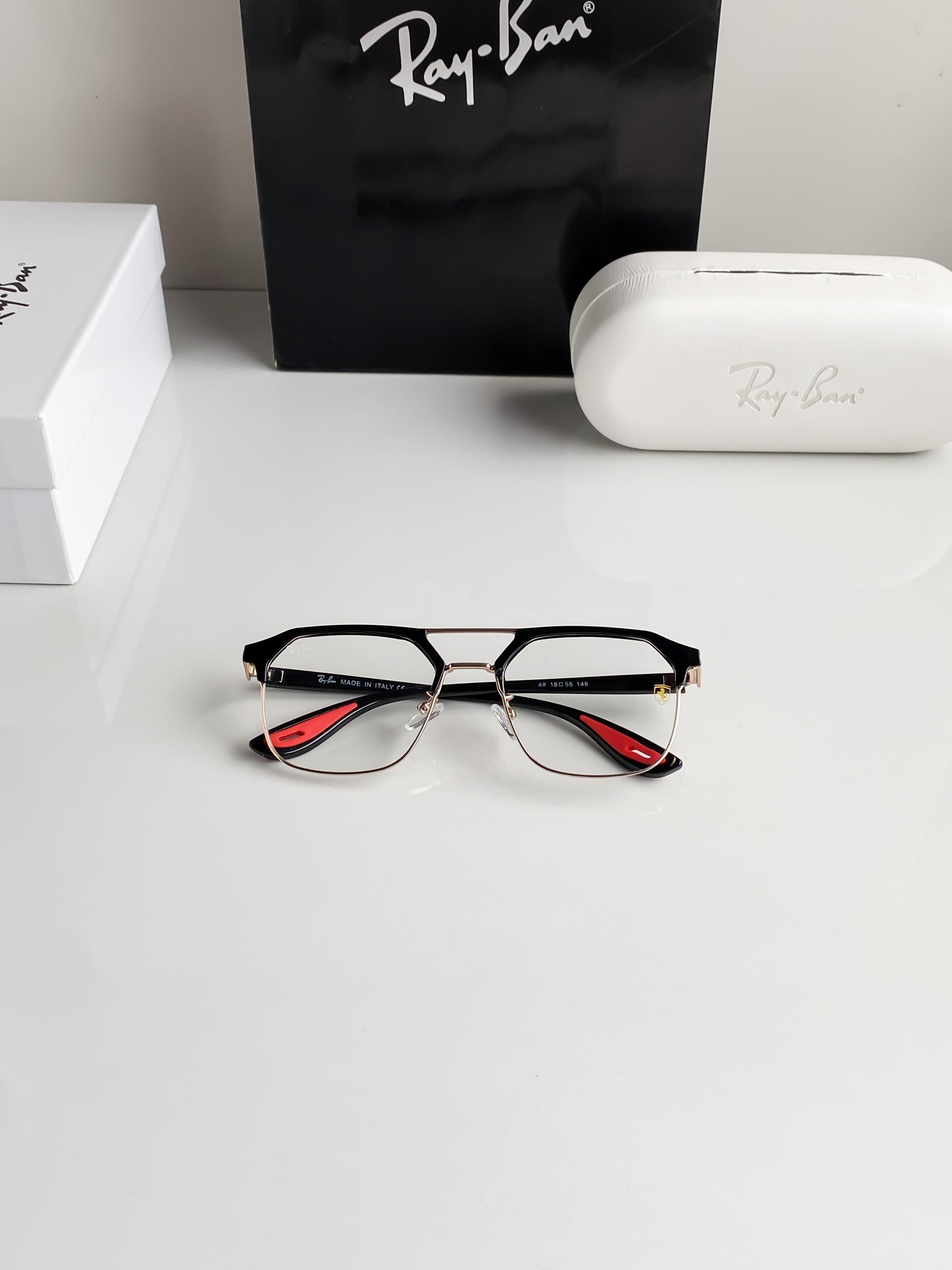 Ray Bans Black and white Unisex Sunglasses